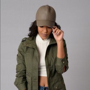Taupe faux leather cap
